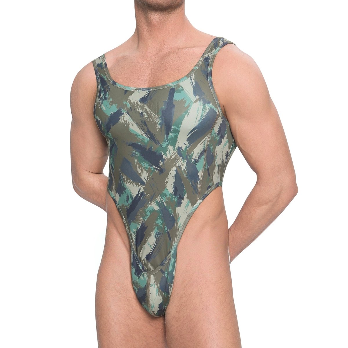Landofgenie Men Camo Sleeveless Jumsuit - Camo Green - landofgenie