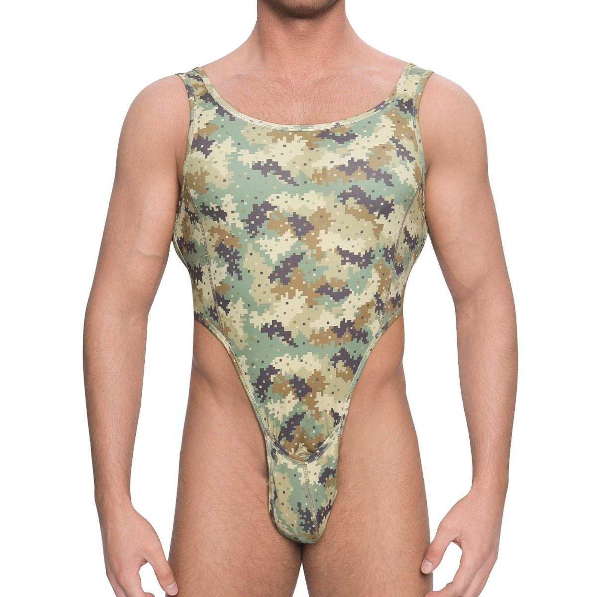 Landofgenie Men Camo Sleeveless Jumsuit - Camo Ochre - landofgenie
