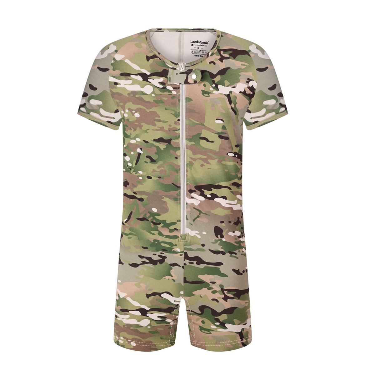 Landofgenie Men Camouflage Bodyuit with Zipper - Camo Green - landofgenie