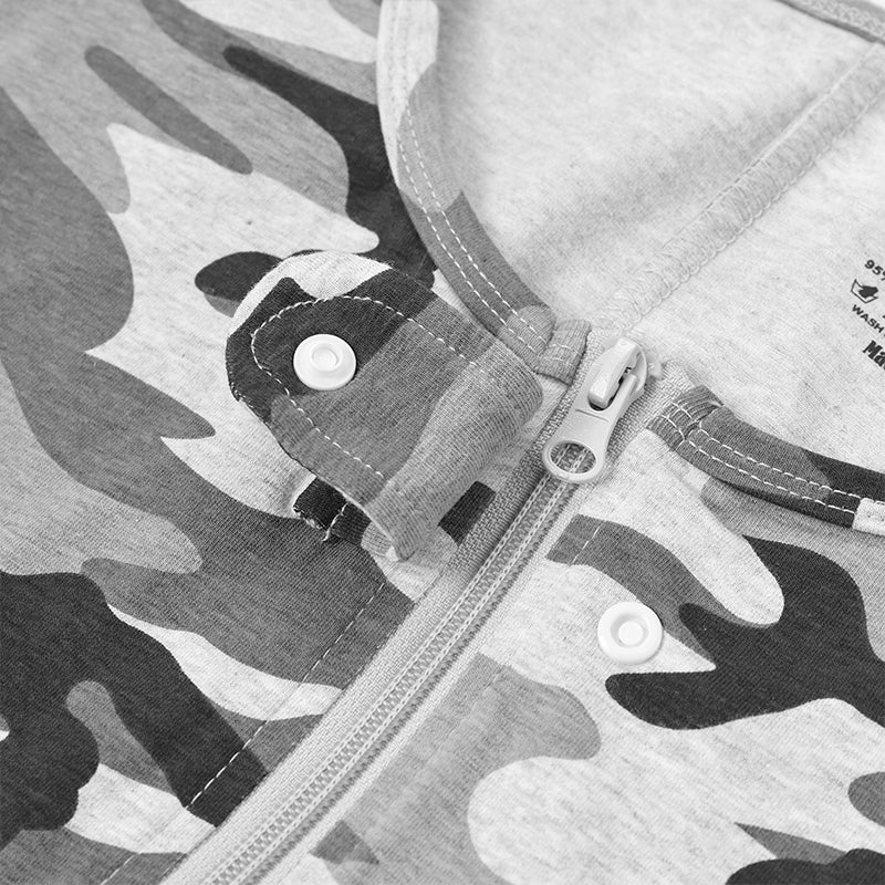 Landofgenie Men Camouflage Bodyuit with Zipper - Camo Grey - landofgenie