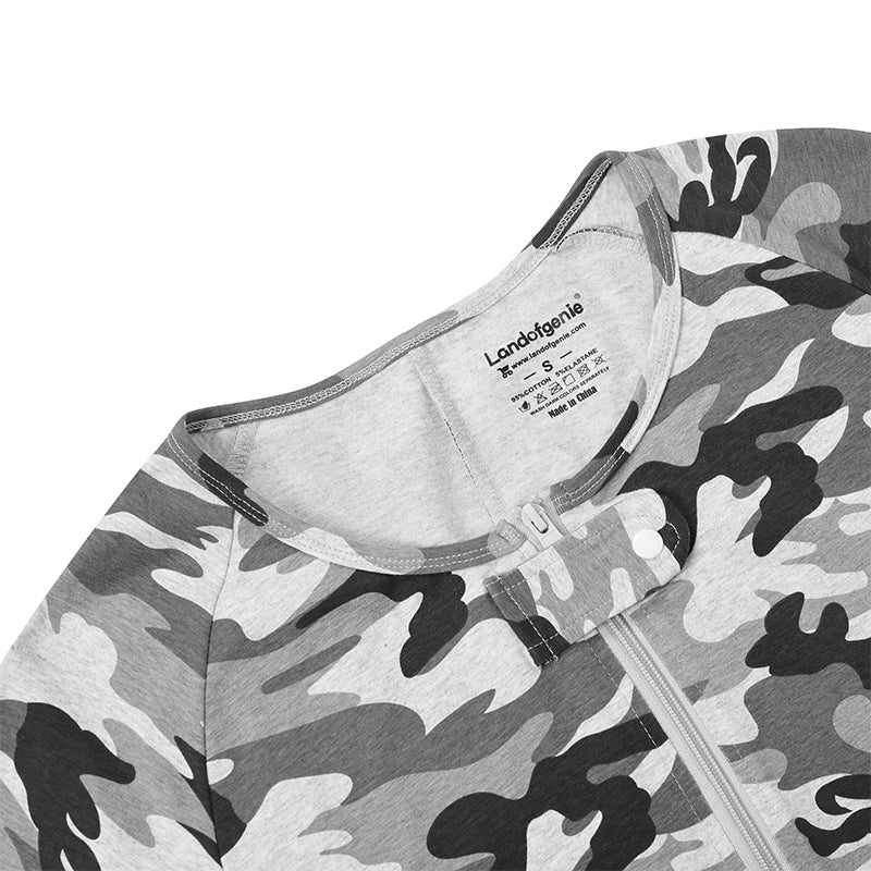 Landofgenie Men Camouflage Bodyuit with Zipper - Camo Grey - landofgenie
