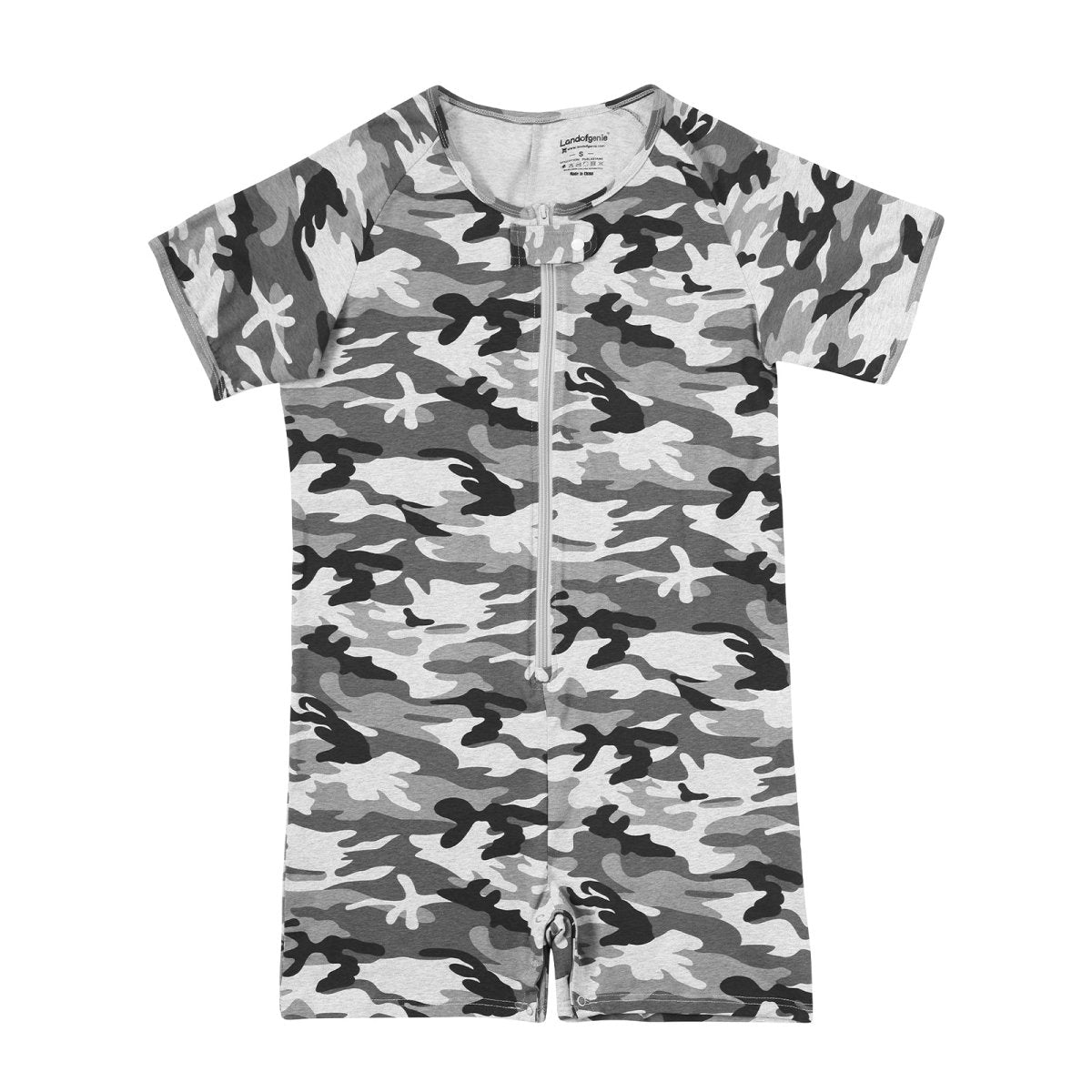 Landofgenie Men Camouflage Bodyuit with Zipper - Camo Grey - landofgenie