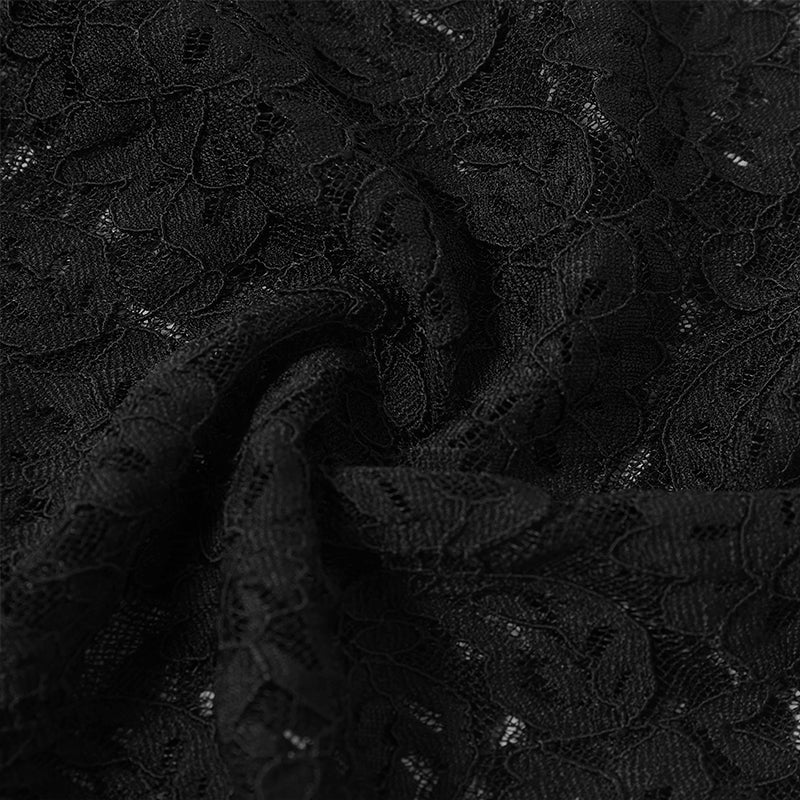 Landofgenie Men Lace Fabric Bodysuit Snap Crotch - Rose Lce Black - landofgenie