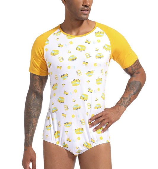 Landofgenie Men Print Onesie - Cartoon Car - landofgenie