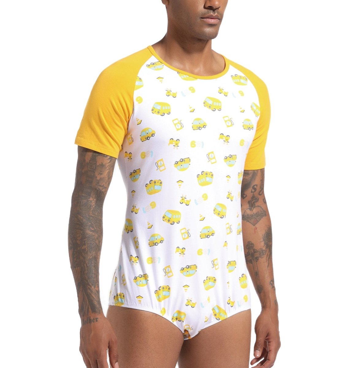 Landofgenie Men Print Onesie - Cartoon Car - landofgenie
