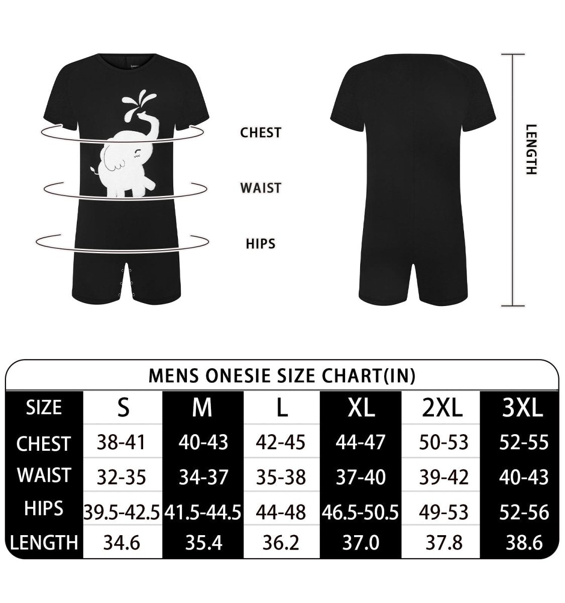 Landofgenie Men Print Onesie - Elephant - landofgenie
