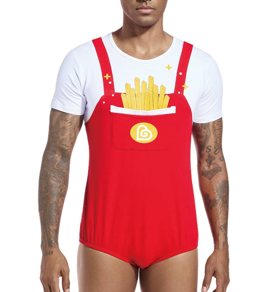 Landofgenie Men Print Onesie - French Fries - landofgenie