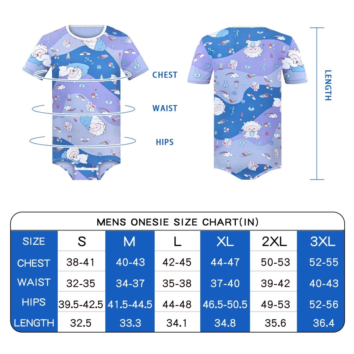 Landofgenie Men Print Onesie - Lamb - landofgenie