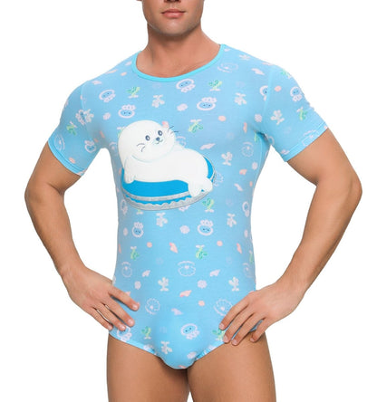 Landofgenie Men Print Onesie - Little Sea Lion - landofgenie