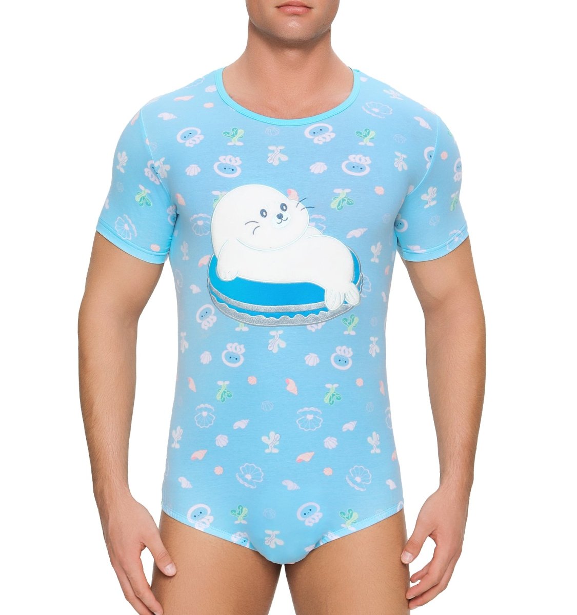 Landofgenie Men Print Onesie - Little Sea Lion - landofgenie