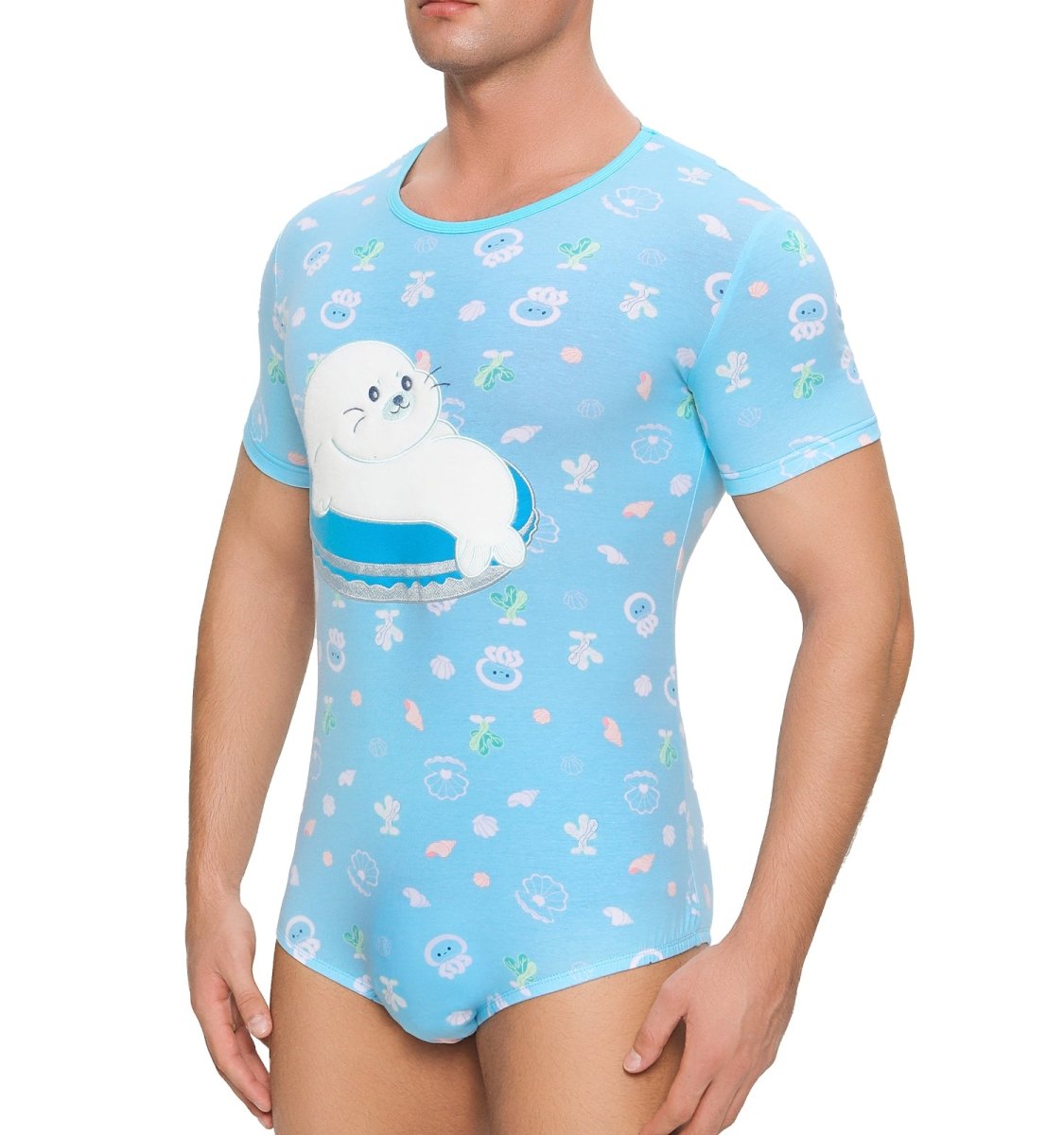 Landofgenie Men Print Onesie - Little Sea Lion - landofgenie