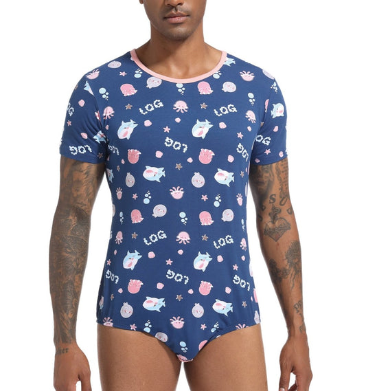 Landofgenie Men Print Onesie - Ocean - landofgenie