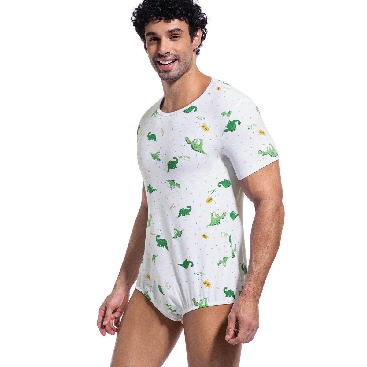 Landofgenie Men Print Onesie Snap Crotch - Ancient Dinosaurs - landofgenie