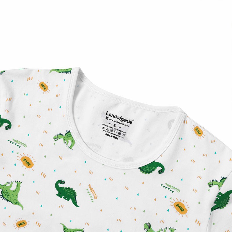 Landofgenie Men Print Onesie Snap Crotch - Ancient Dinosaurs - landofgenie