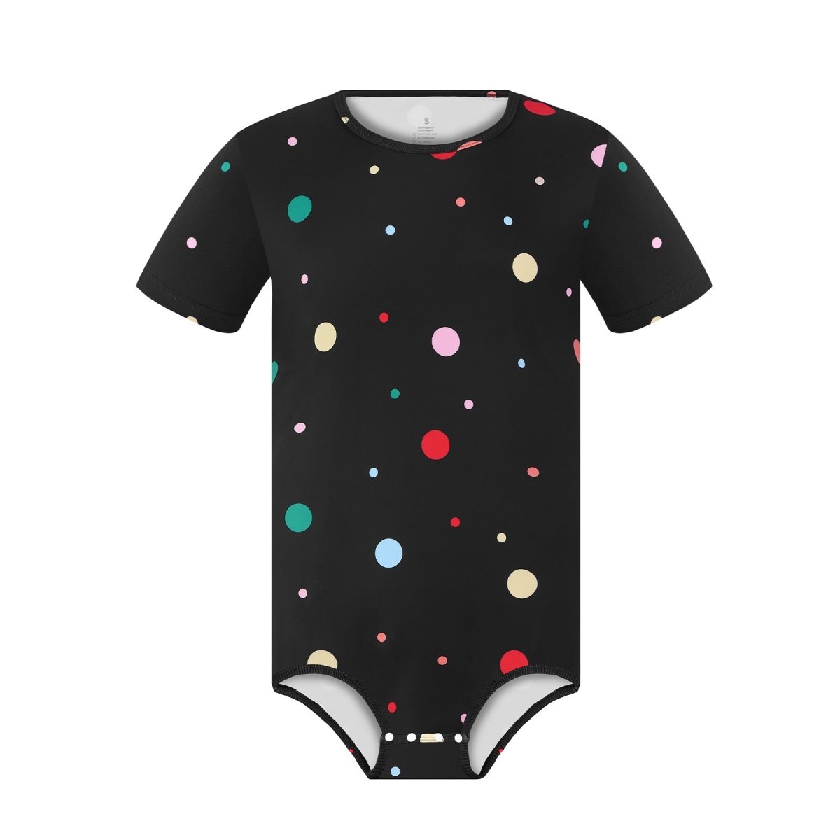 Landofgenie Men Print Onesie Snap Crotch - Black Polka dot - landofgenie