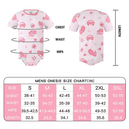 Landofgenie Men Print Onesie Snap Crotch - Car - landofgenie