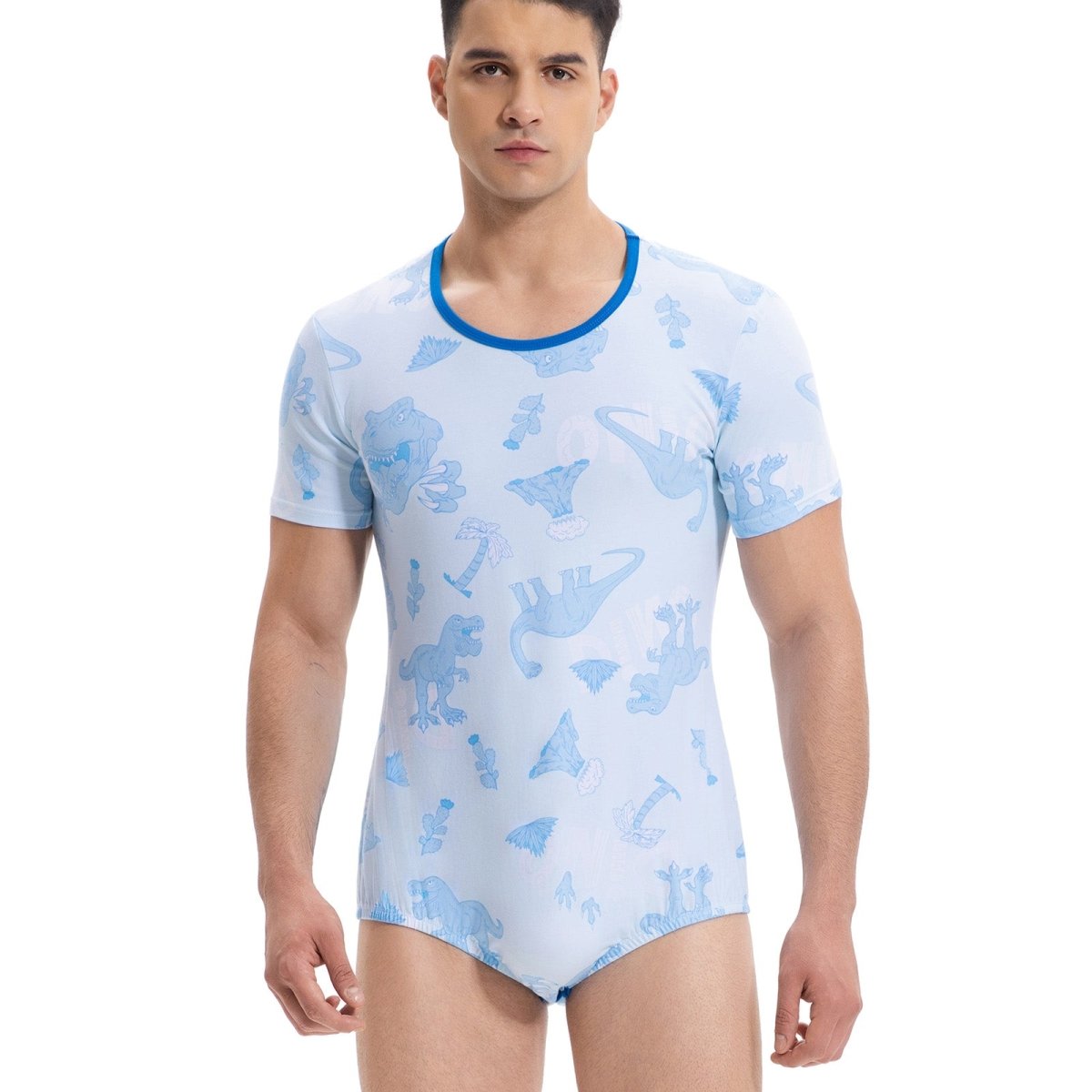 Landofgenie Men Print Onesie Snap Crotch - Dinosaur - landofgenie