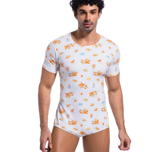 Landofgenie Men Print Onesie Snap Crotch - Kapibala - landofgenie