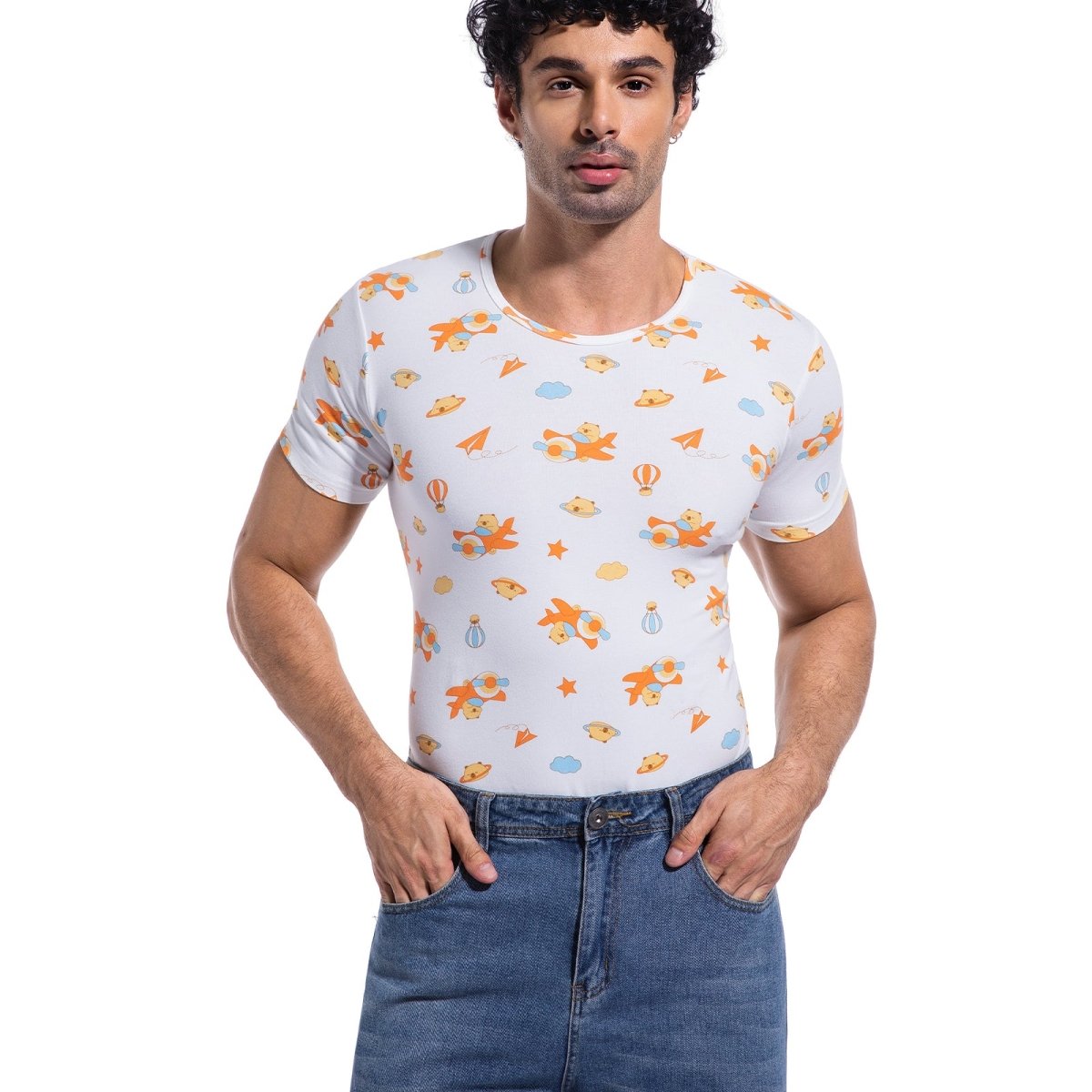 Landofgenie Men Print Onesie Snap Crotch - Kapibala - landofgenie