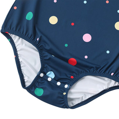 Landofgenie Men Print Onesie Snap Crotch - Navy Polka dot - landofgenie