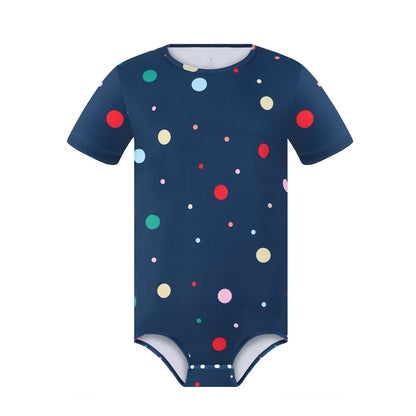 Landofgenie Men Print Onesie Snap Crotch - Navy Polka dot - landofgenie