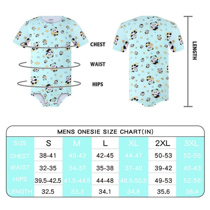 Landofgenie Men Print Onesie Snap Crotch - Panda - landofgenie