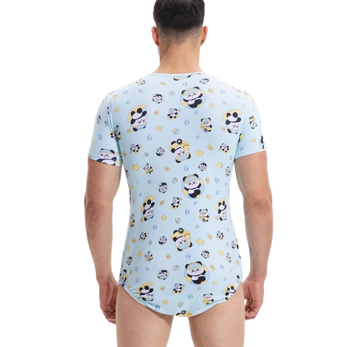 Landofgenie Men Print Onesie Snap Crotch - Panda - landofgenie
