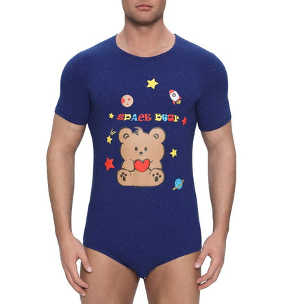 Landofgenie Men Print Onesie - Space Bear Blue - landofgenie