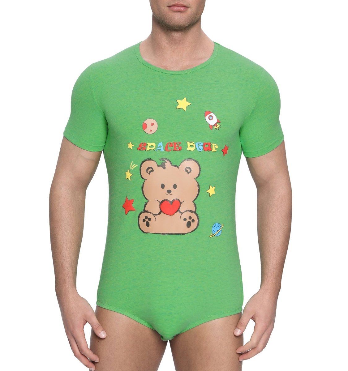 Landofgenie Men Print Onesie - Space Bear Green - landofgenie