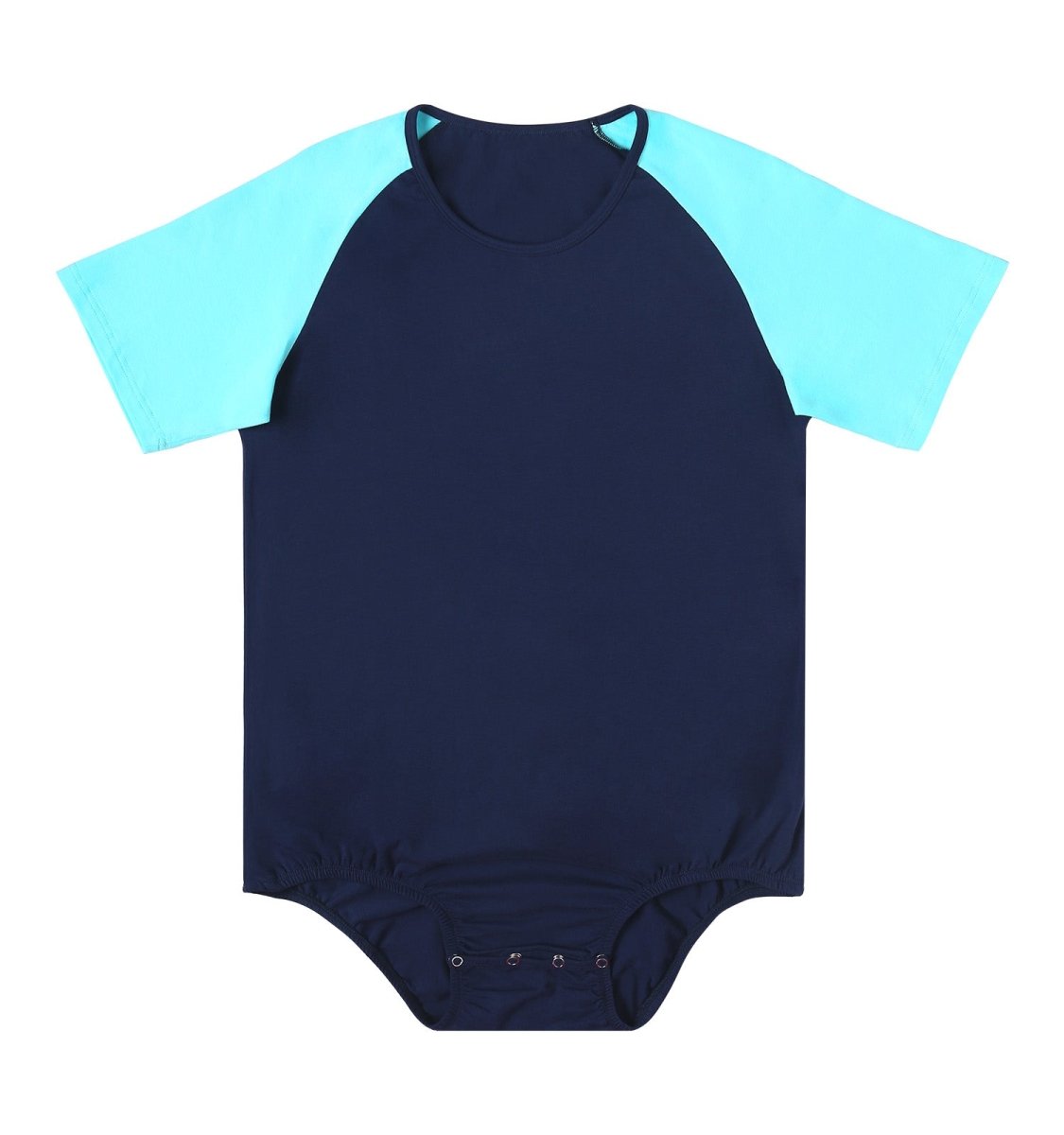 Landofgenie Men Raglan Sleeve Design Bodysuit - Blue - landofgenie