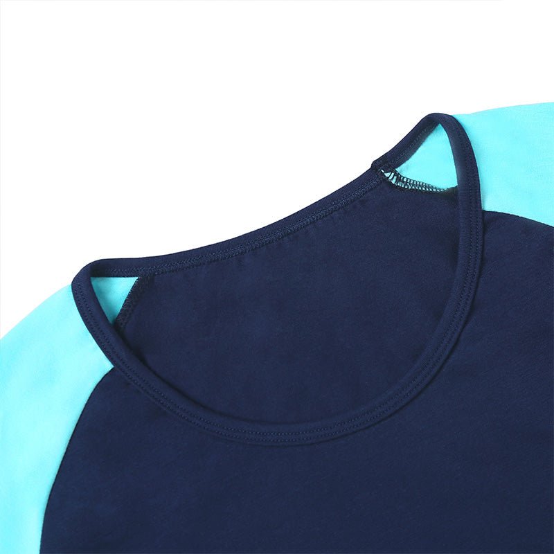 Landofgenie Men Raglan Sleeve Design Bodysuit - Blue - landofgenie