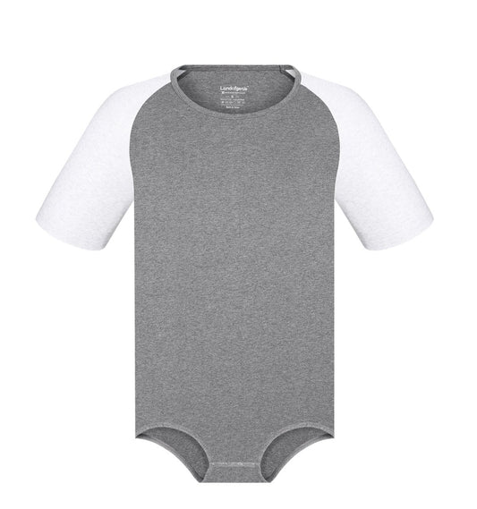 Landofgenie Men Raglan Sleeve Design Bodysuit - Grey - landofgenie