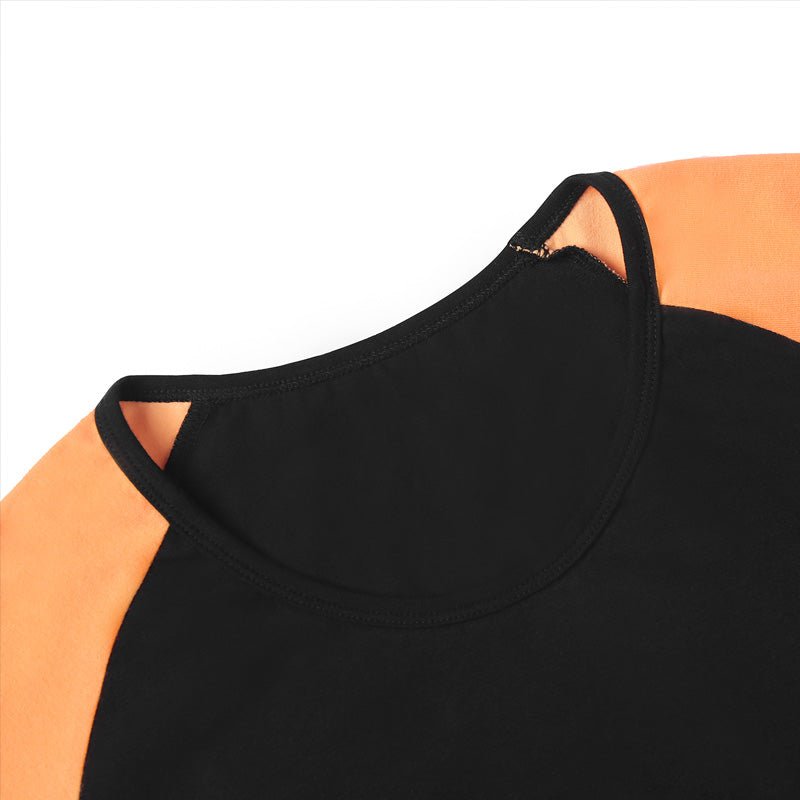 Landofgenie Men Raglan Sleeve Design Bodysuit - Orange - landofgenie