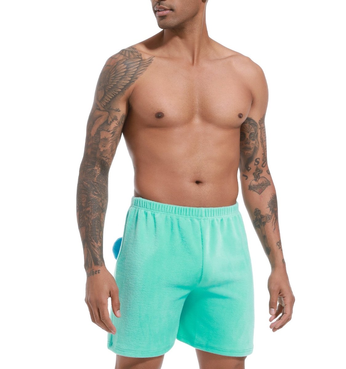 Landofgenie Men Shorts COSPLAY Clownfish Nemo Style Cyan - landofgenie