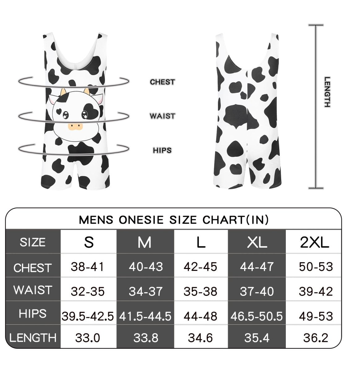 Landofgenie Men Sleeveless Bib Shorts Cow Pattern Print - landofgenie