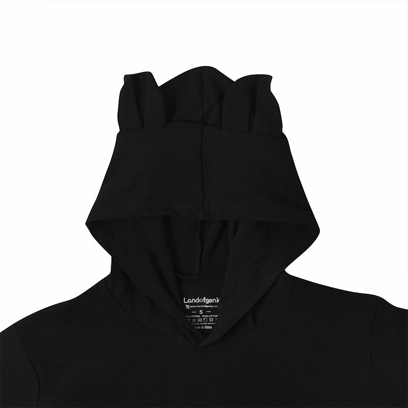 Landofgenie Men Thicker Cotton Onesie with Cap - Black Color - landofgenie