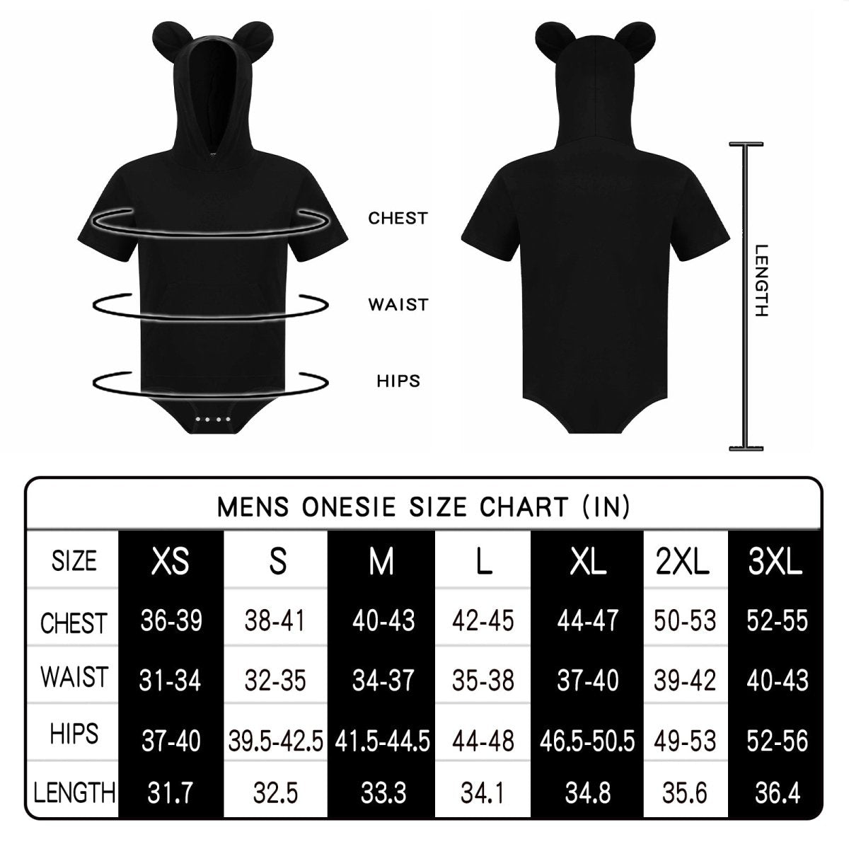 Landofgenie Men Thicker Cotton Onesie with Cap - Black Color - landofgenie