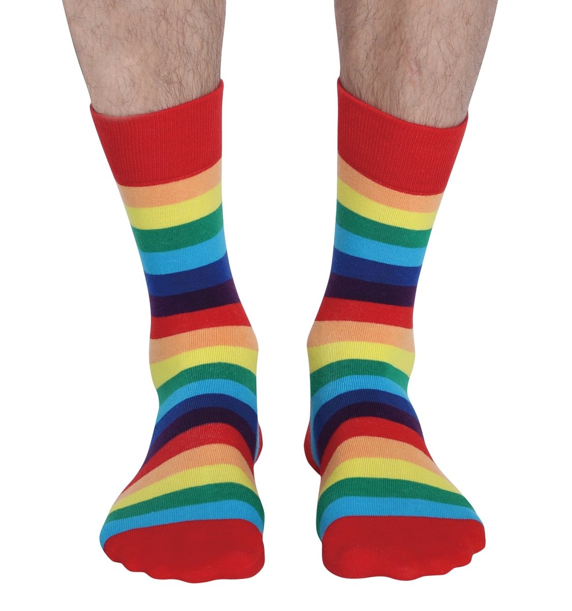 Landofgenie Men Women Rainbow LGBT Gay Happy Crew Socks - 2 Pairs - landofgenie