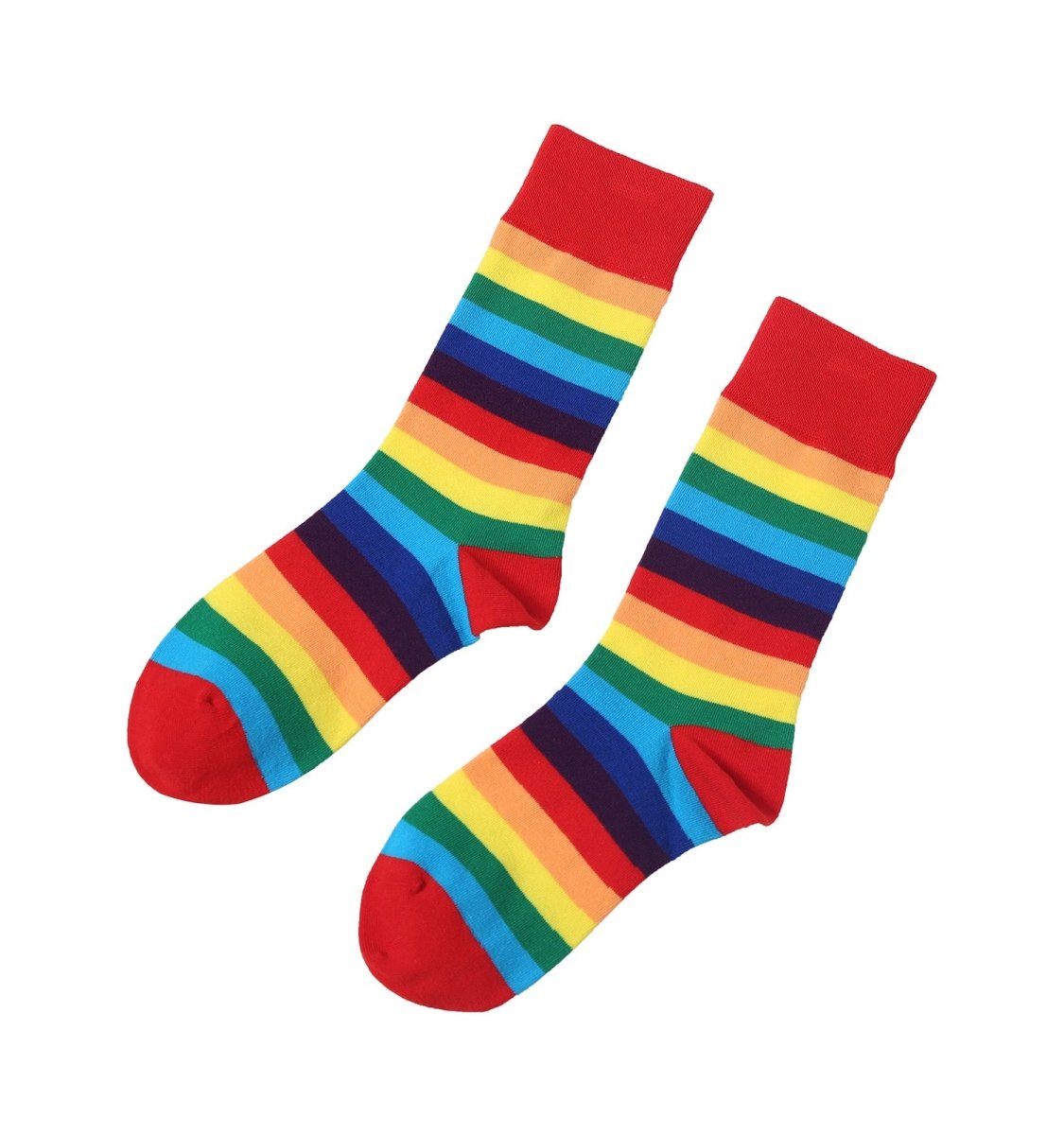 Landofgenie Men Women Rainbow LGBT Gay Happy Crew Socks - 2 Pairs - landofgenie