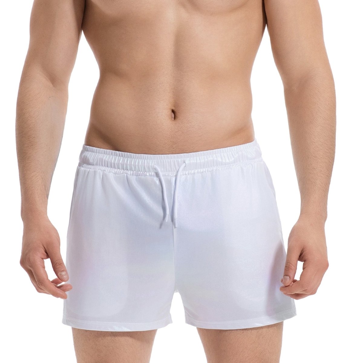 Landofgenie Mens Casual Drawstring Shorts - White - landofgenie