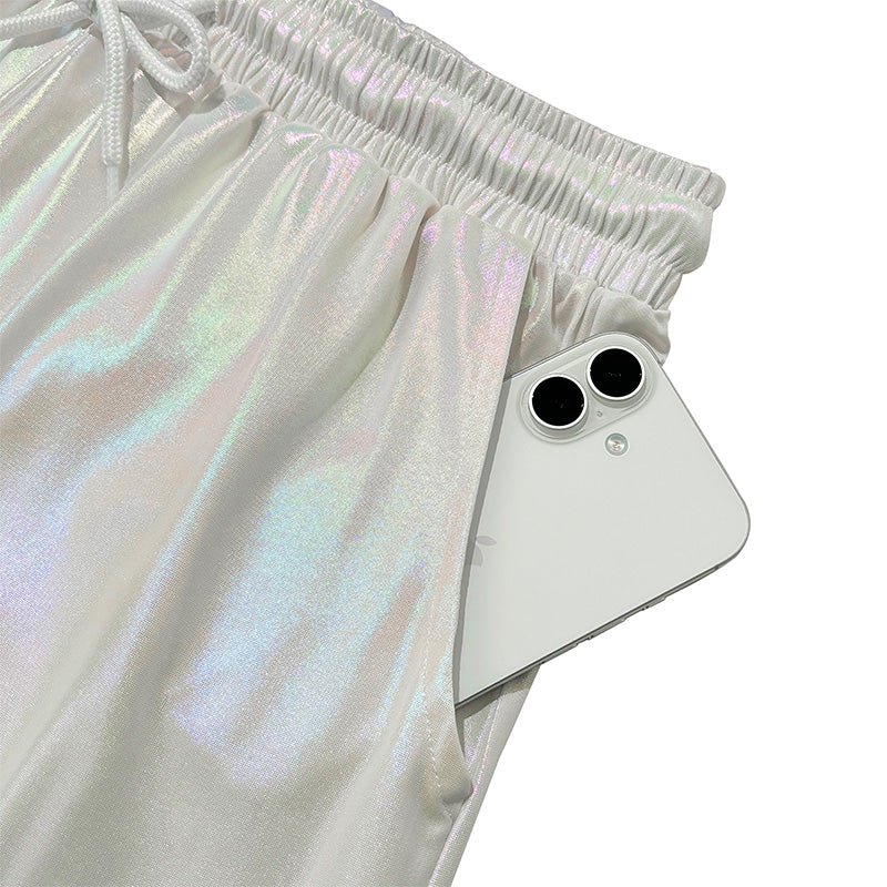 Landofgenie Mens Casual Drawstring Shorts - White - landofgenie