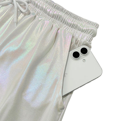 Landofgenie Mens Casual Drawstring Shorts - White - landofgenie