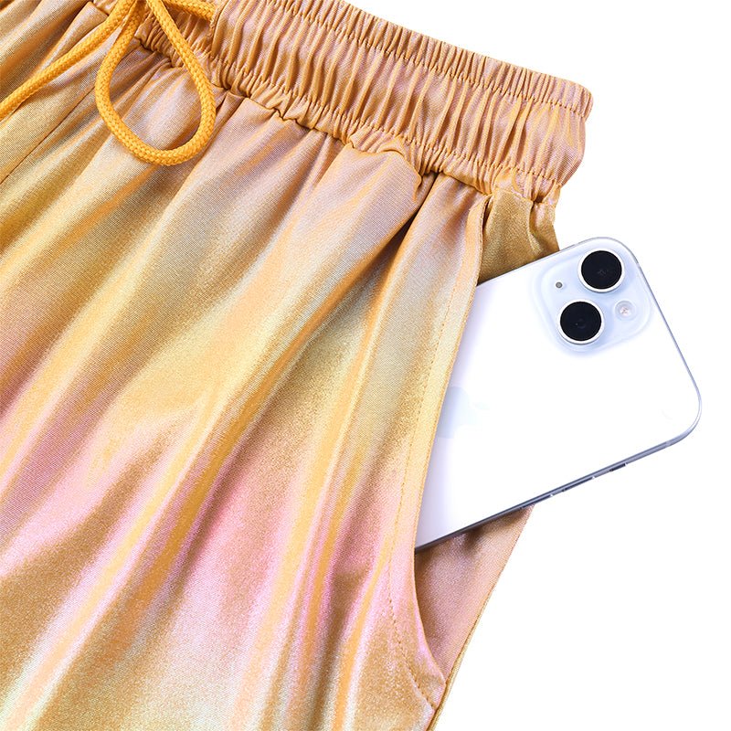 Landofgenie Mens Casual Drawstring Shorts - Yellow - landofgenie