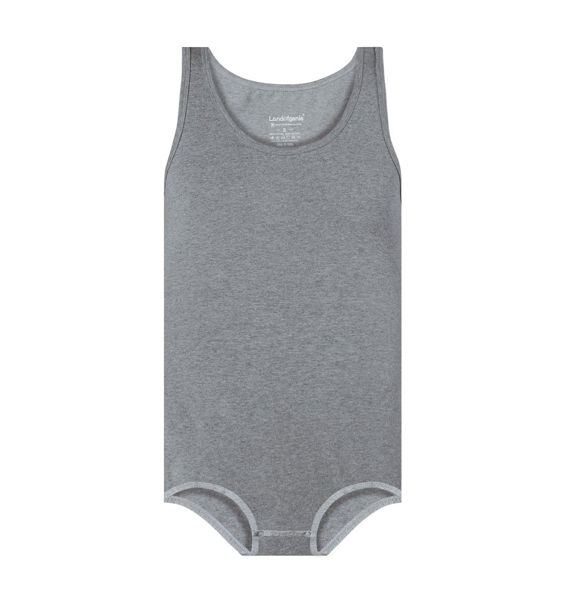 Landofgenie Mens Cotton Sleeveless Basic Bodysuit - Gray - landofgenie