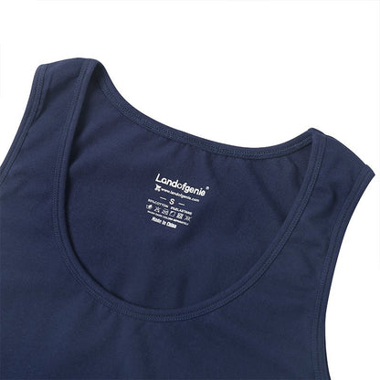 Landofgenie Mens Cotton Sleeveless Basic Bodysuit- Navy - landofgenie
