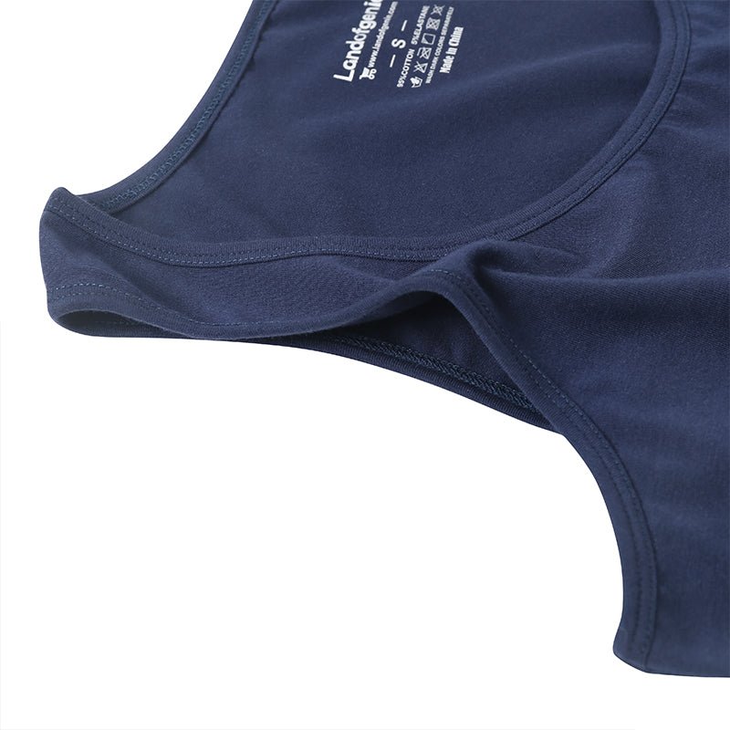 Landofgenie Mens Cotton Sleeveless Basic Bodysuit- Navy - landofgenie