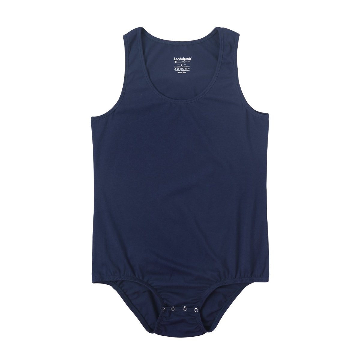 Landofgenie Mens Cotton Sleeveless Basic Bodysuit- Navy - landofgenie