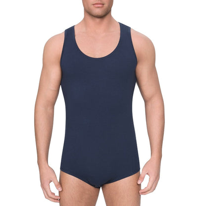 Landofgenie Mens Cotton Sleeveless Basic Bodysuit- Navy - landofgenie