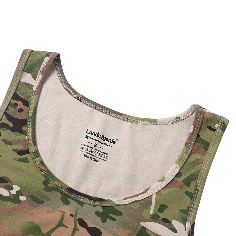 Landofgenie Mens Cotton Sleeveless Bodysuit - Camo Green - landofgenie