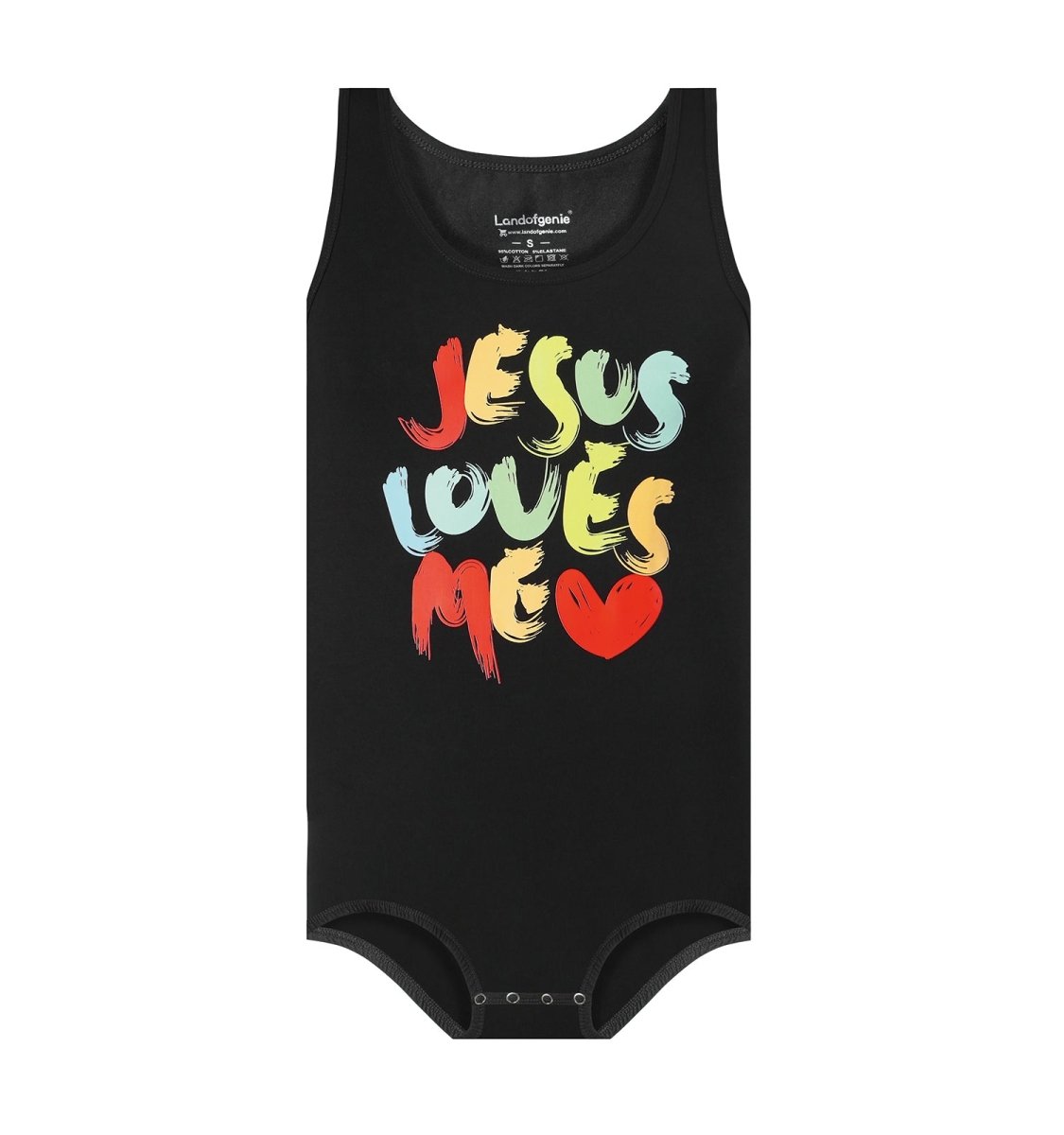 Landofgenie Mens Cotton Sleeveless Print Bodysuit - Black - landofgenie